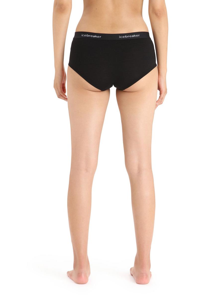 Black Women's Icebreaker Merino Sprite Hot Pants Underwear | USA 1708BEXC